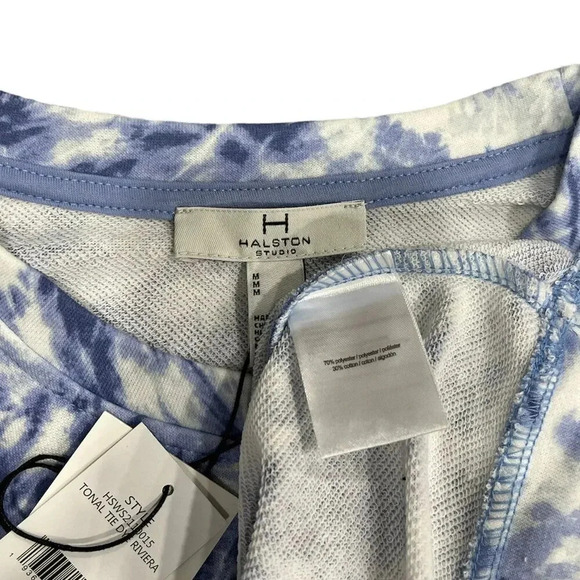 Halston Studio Blue Tie Dye Rivier Sweatshirt M - Picture 3 of 3